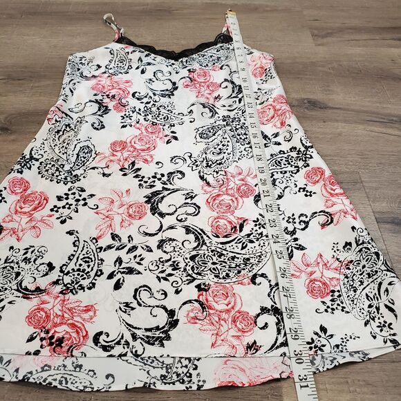 Y2K Lace Trim Slip Mini Dress Floral Red Black Whimsigoth Fairy Grunge Vamp - Picture 6 of 8